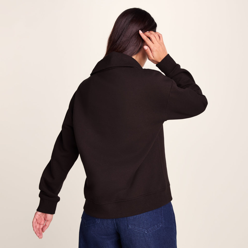 Paloma Womens Supersoft Zip Neck Sweatshirt - Chocolate Brown - Image 3