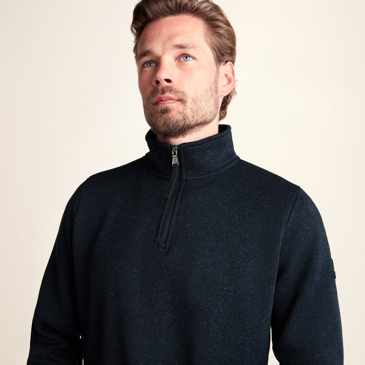 Pearson Mens Knitlook Quarter Zip Fleece - Dark Indigo Marl - Image 5