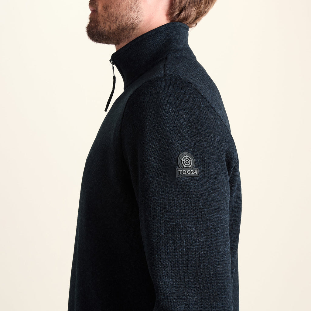 Pearson Mens Knitlook Quarter Zip Fleece - Dark Indigo Marl - Image 6