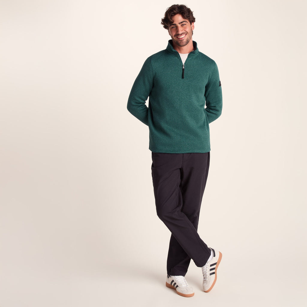 Pearson Mens Knitlook Quarter Zip Fleece - Dark Turquoise Marl - Image 2