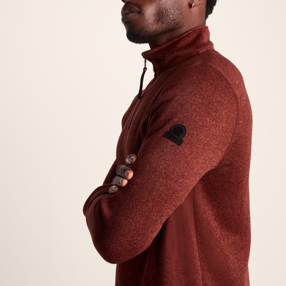 Pearson Mens Knitlook Quarter Zip Fleece - Clay Marl - Image 8