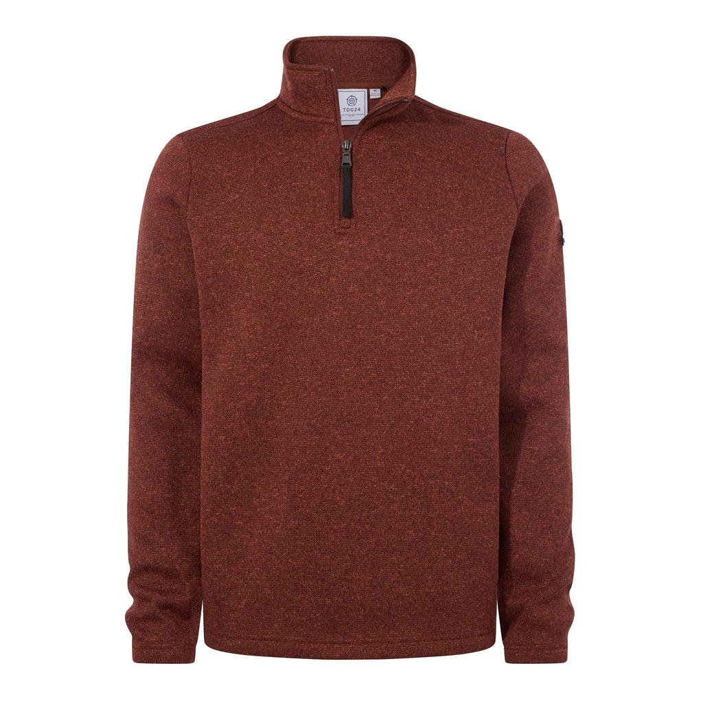 Pearson Mens Knitlook Quarter Zip Fleece - Burnt Caramel - Image 7