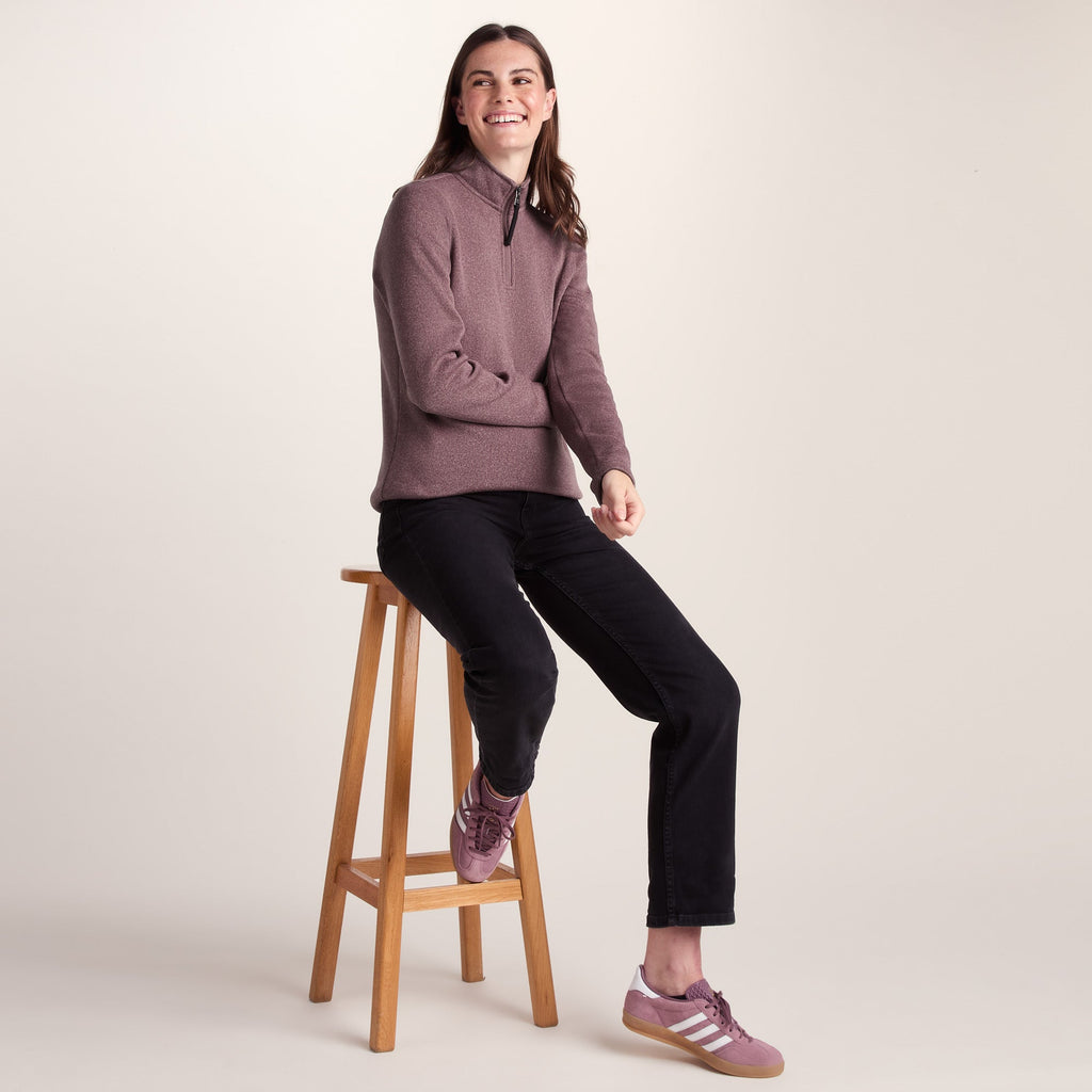 Pearson Womens Knitlook Quarter Zip Fleece - Mauve Marl - Image 6