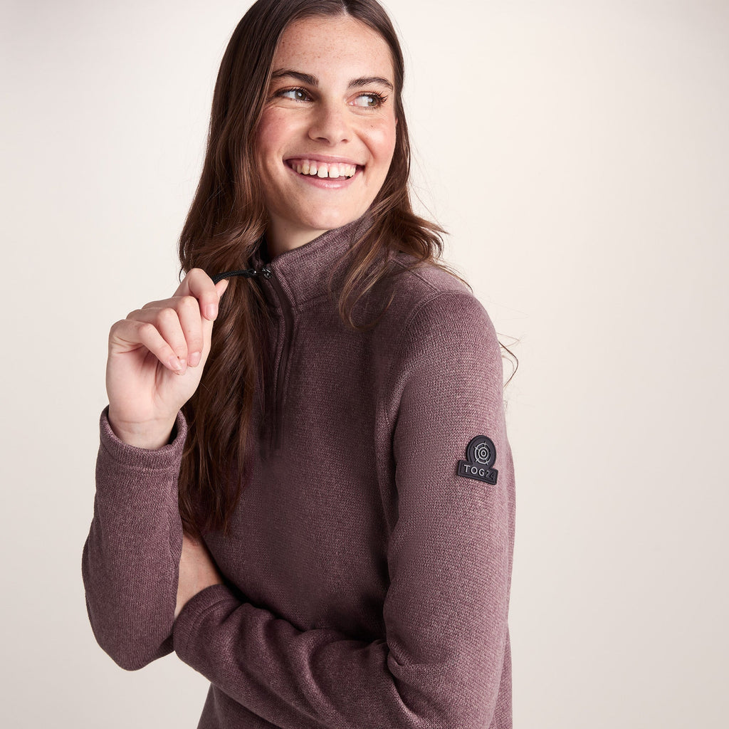 Pearson Womens Knitlook Quarter Zip Fleece - Mauve Marl - Image 7