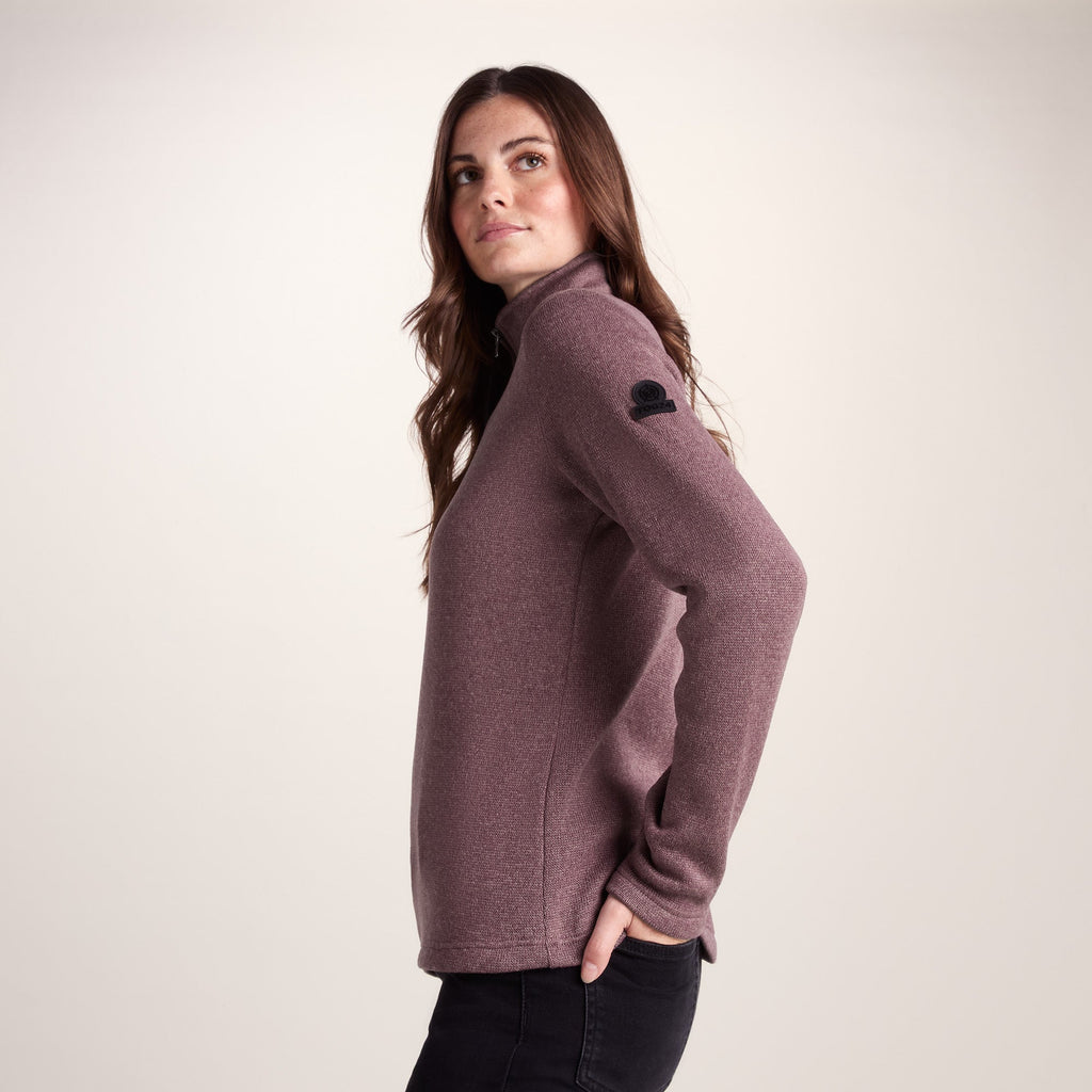 Pearson Womens Knitlook Quarter Zip Fleece - Mauve Marl - Image 4