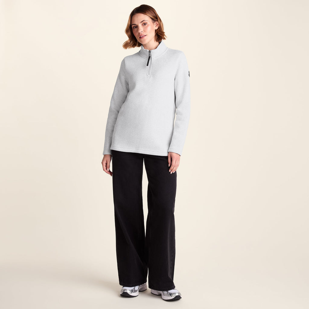 Pearson Womens Knitlook Fleece Zipneck - Light Grey Melange - Image 2