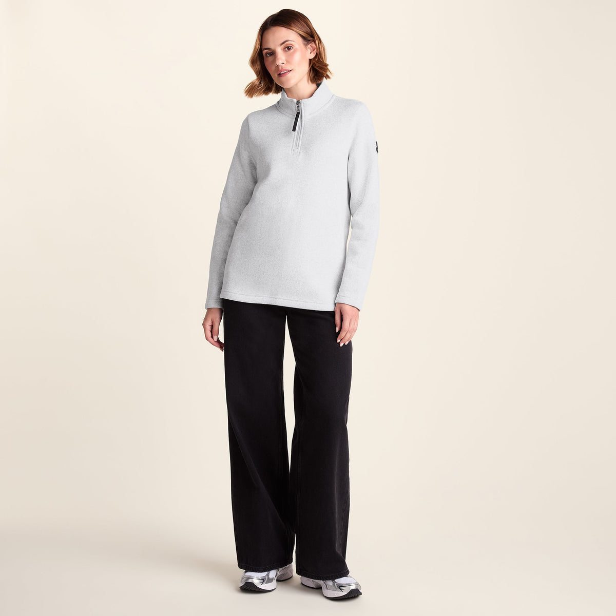 Pearson Womens Knitlook Fleece Zipneck - Light Grey Melange - Image 2