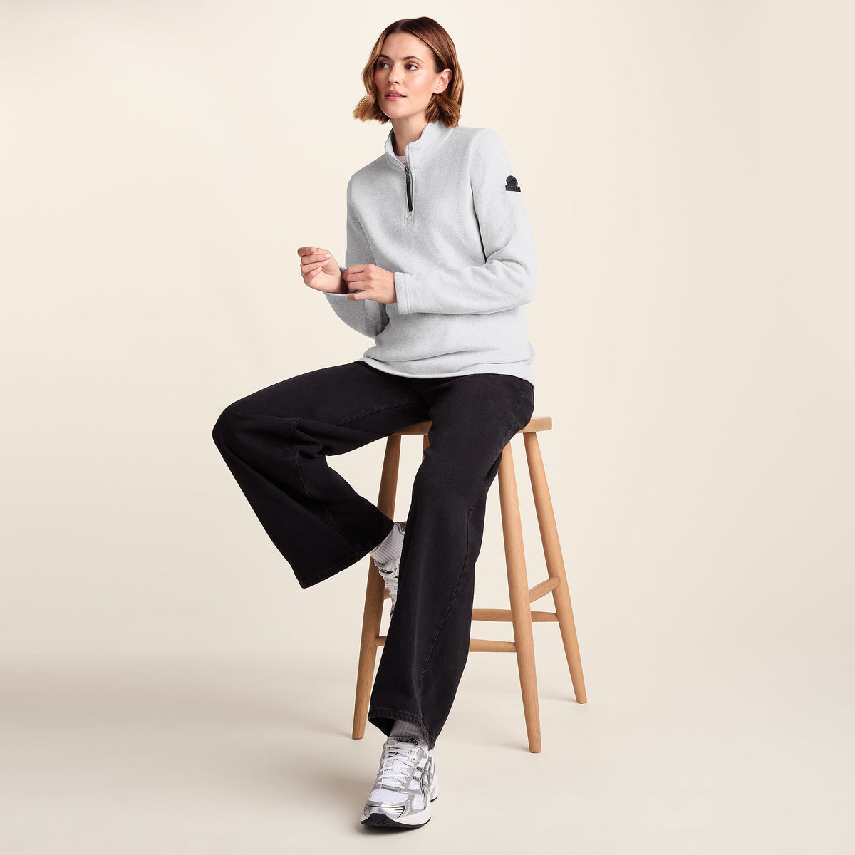 Pearson Womens Knitlook Fleece Zipneck - Light Grey Melange - Image 4