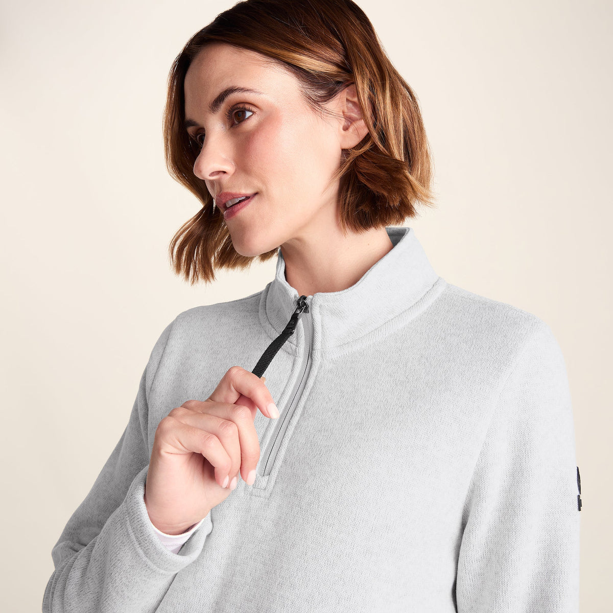 Pearson Womens Knitlook Fleece Zipneck - Light Grey Melange - Image 5