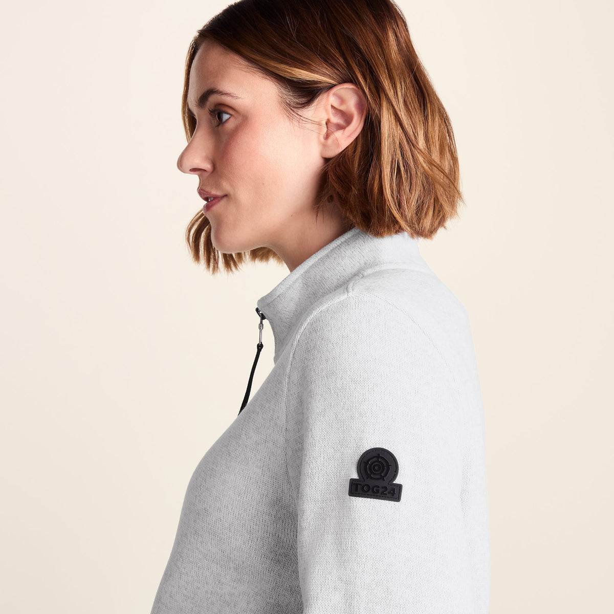 Pearson Womens Knitlook Fleece Zipneck - Light Grey Melange - Image 6