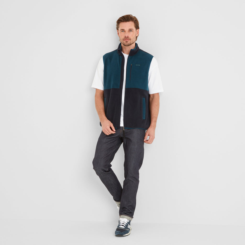 Pensford Mens Microfleece Gilet - Dark Indigo/Petrol Green - Image 2