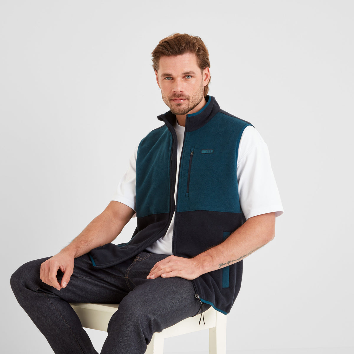 Pensford Mens Microfleece Gilet - Dark Indigo/Petrol Green - Image 4