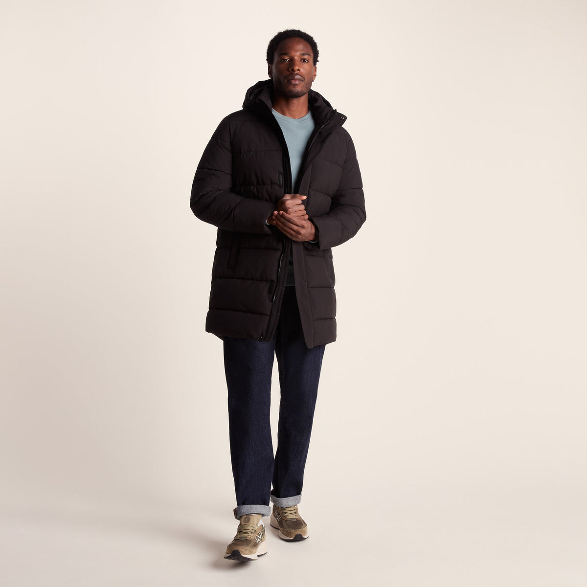 Preece Mens Long Shower Resistant Insulated Jacket - Black - Image 5