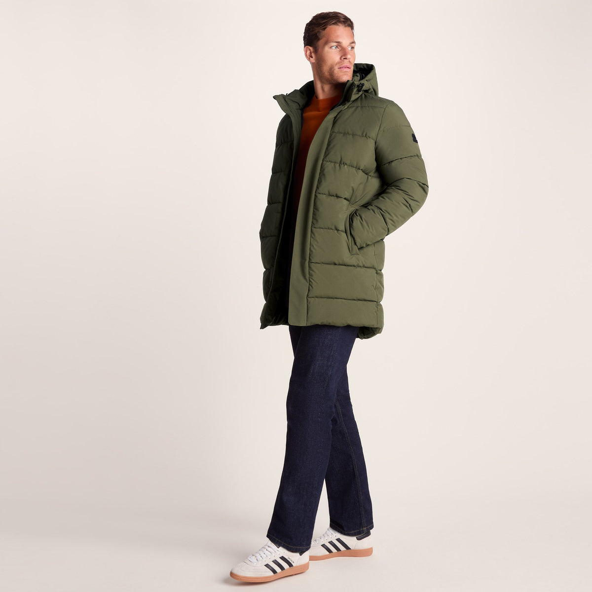 Preece Mens Long Shower Resistant Insulated Jacket - Khaki - Image 3