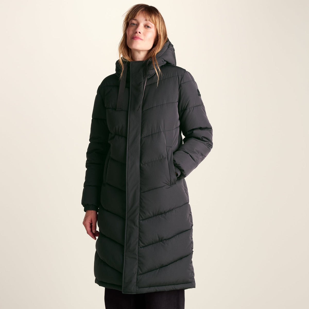 Raleigh Womens Long Insulated Jacket - Washed Black - Image 9