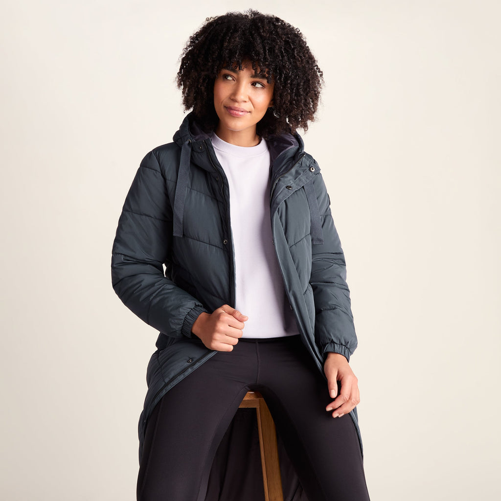 Raleigh Womens Long Insulated Jacket - Washed Blue - Image 6