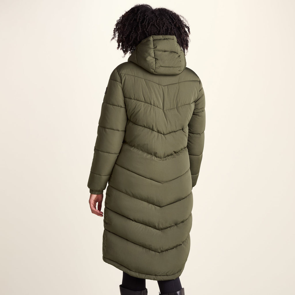 Raleigh Womens Long Insulated Jacket - Khaki - Image 4