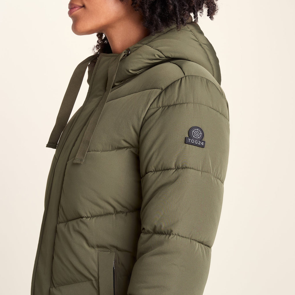 Raleigh Womens Long Insulated Jacket - Khaki - Image 7