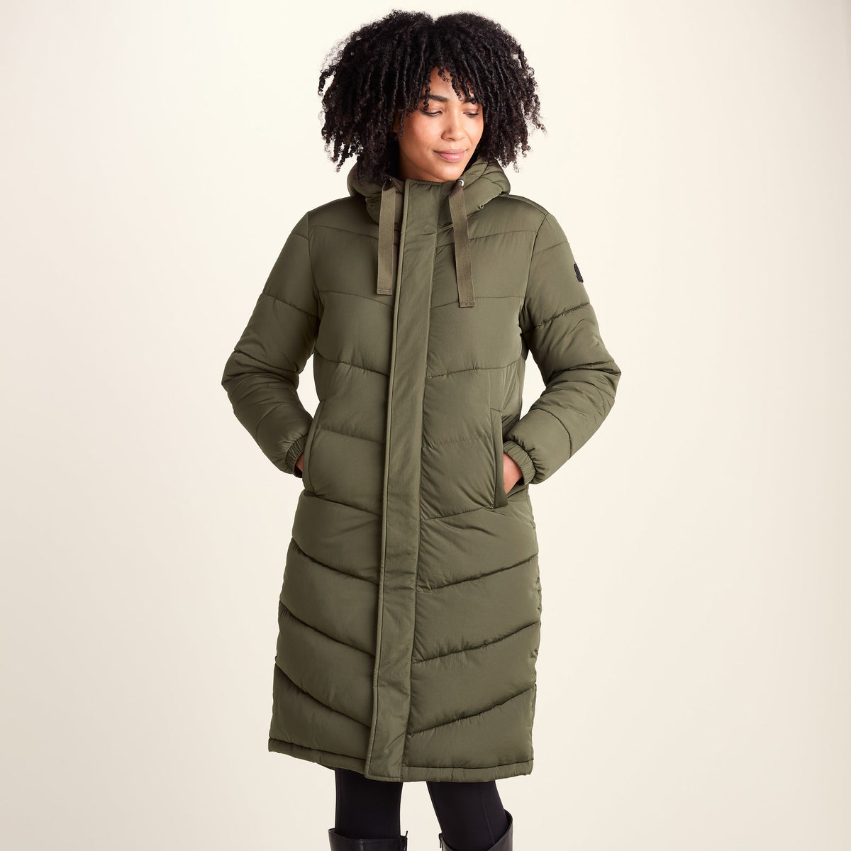 Raleigh Womens Long Insulated Jacket - Khaki - Image 8