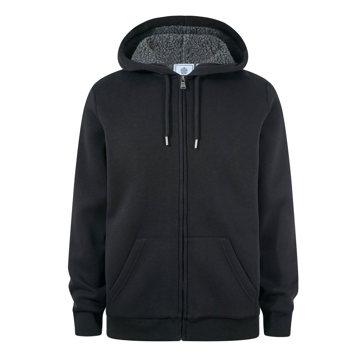 Ramsey Mens Supersoft Sherpa Lined Zip Hoodie - Black - Image 7