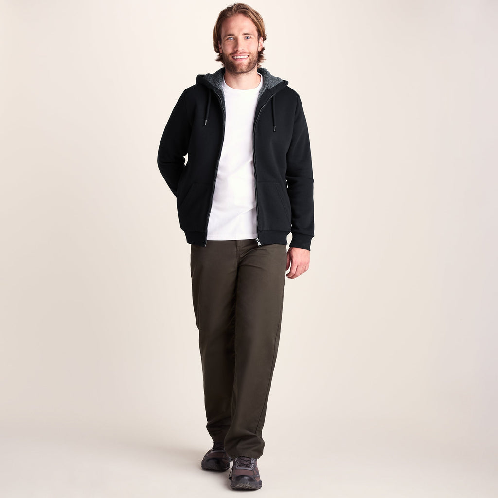 Ramsey Mens Supersoft Sherpa Lined Zip Hoodie - Black - Image 2