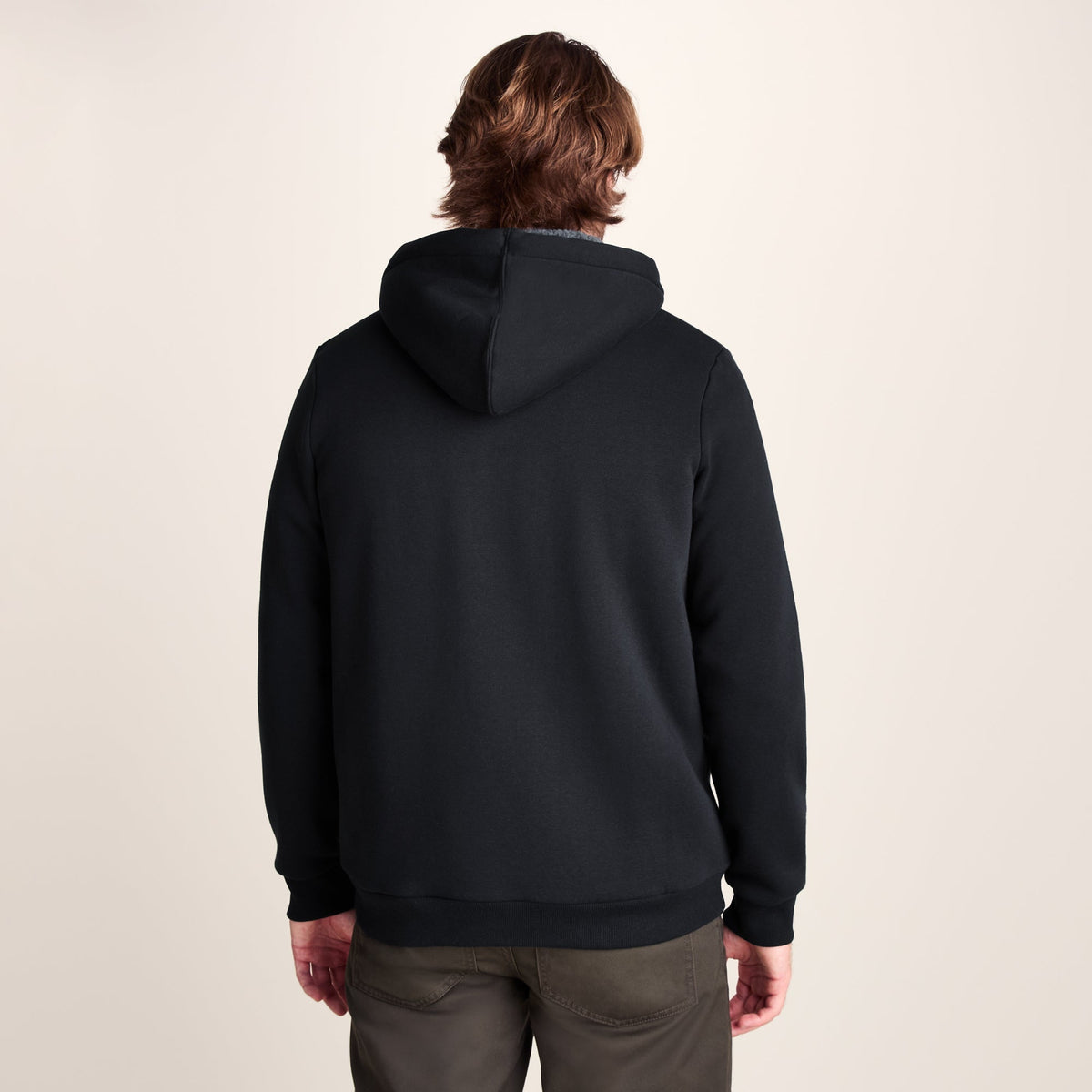 Ramsey Mens Supersoft Sherpa Lined Zip Hoodie - Black - Image 3