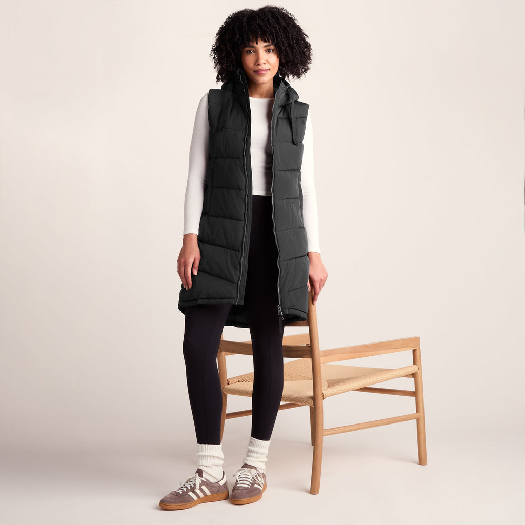Ranskill Womens Long Insulated Gilet - Washed Black - Image 3