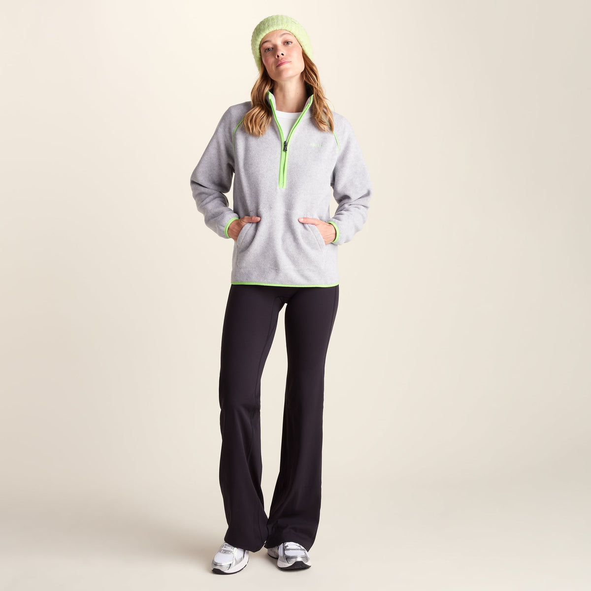 Rawson Womens Relaxed Fit Microfleece Zip Neck - Grey Melange - Image 2