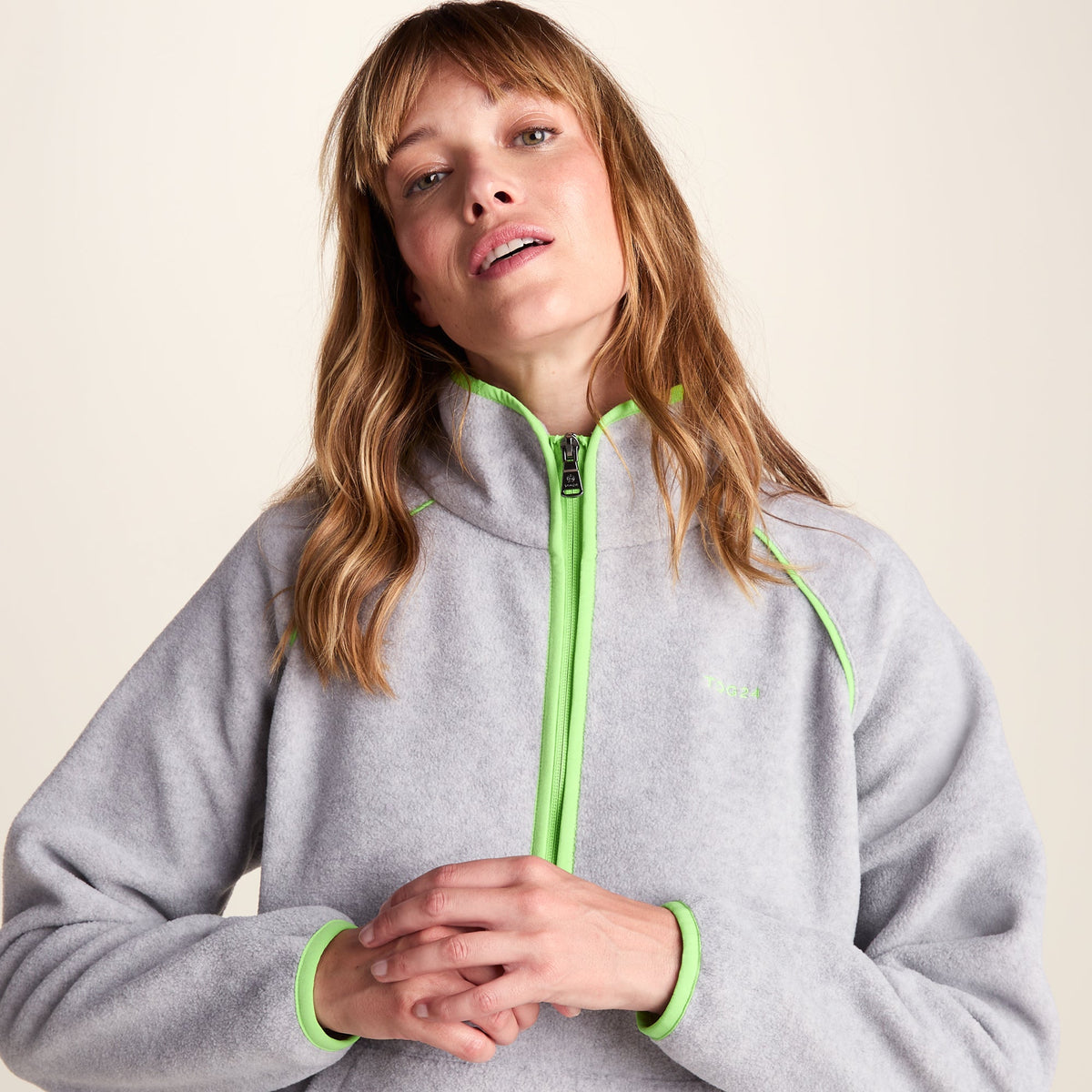 Rawson Womens Relaxed Fit Microfleece Zip Neck - Grey Melange - Image 6