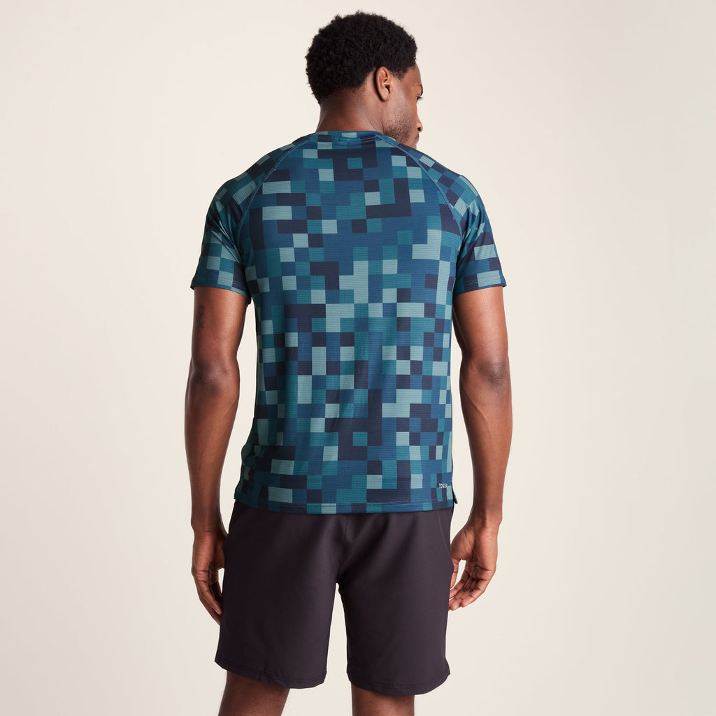 Rayan Mens Performance T-Shirt - Inky Blue Pixel Print - Image 4