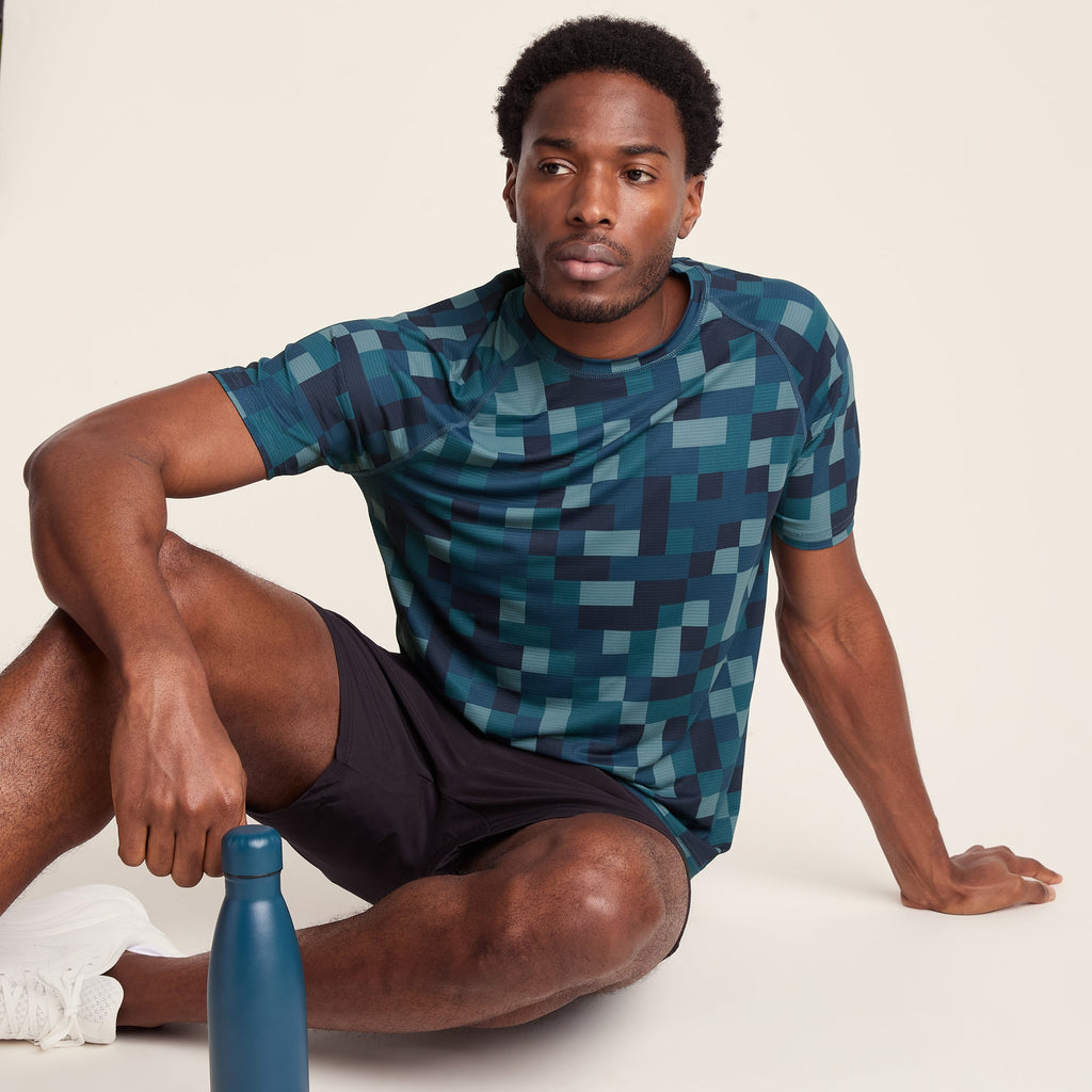 Rayan Mens Performance T-Shirt - Inky Blue Pixel Print - Image 5