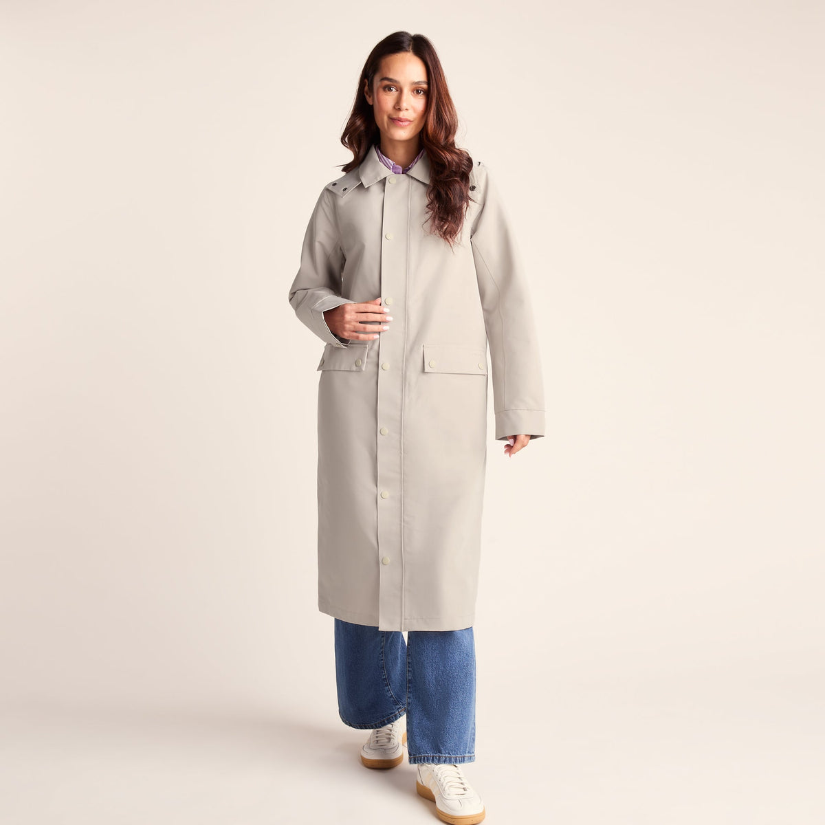 Remi Womens Classic Waterproof Car Coat - Cool Beige - Image 11