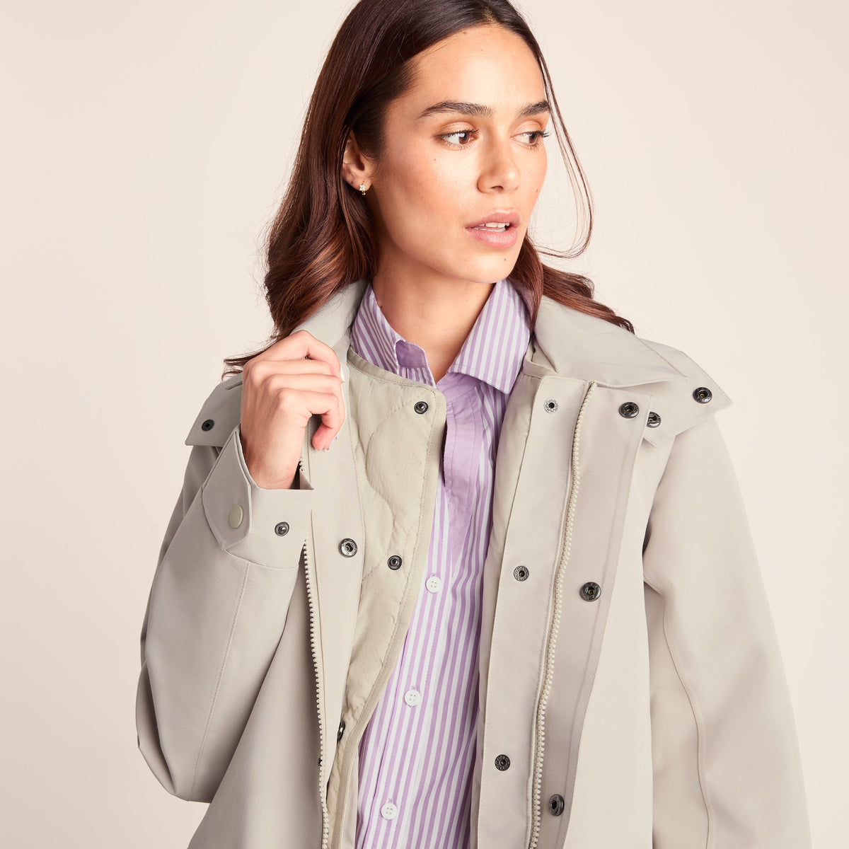 Remi Womens Classic Waterproof Car Coat - Cool Beige - Image 12