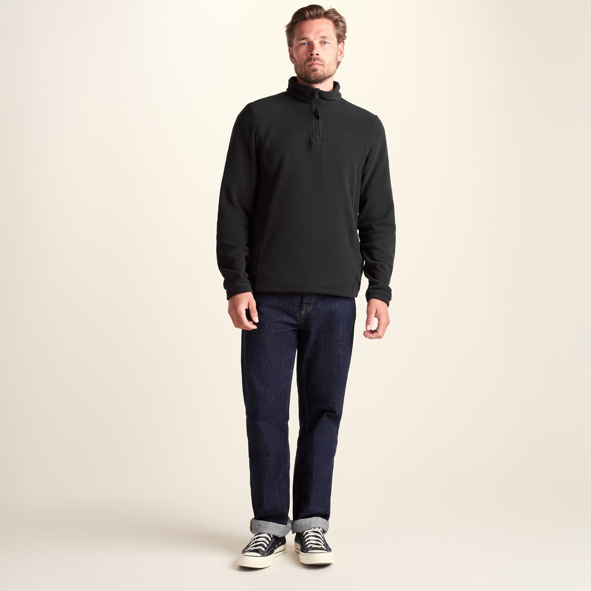 Revive Mens Quarter Zip Fleece - Black - Image 2