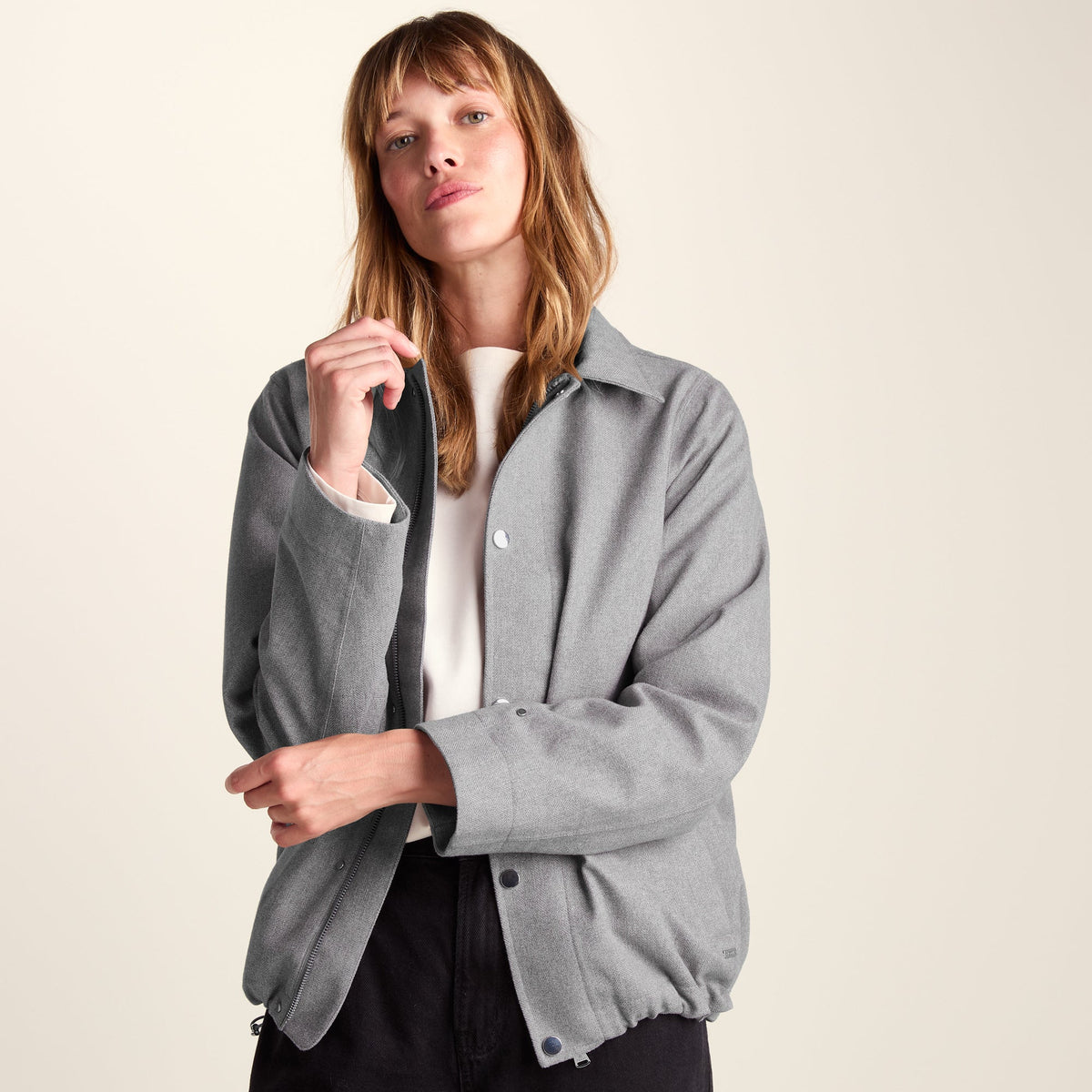 Robyn Womens Waterproof Short Trench Coat - Mid Grey Melange - Image 7