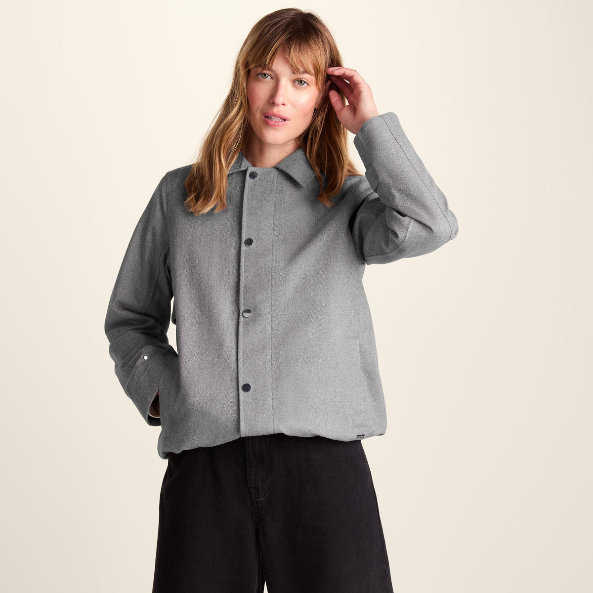 Robyn Womens Waterproof Short Trench Coat - Mid Grey Melange - Image 9