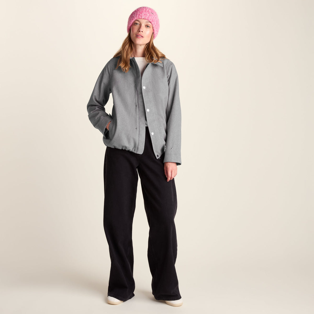 Robyn Womens Waterproof Short Trench Coat - Mid Grey Melange - Image 10