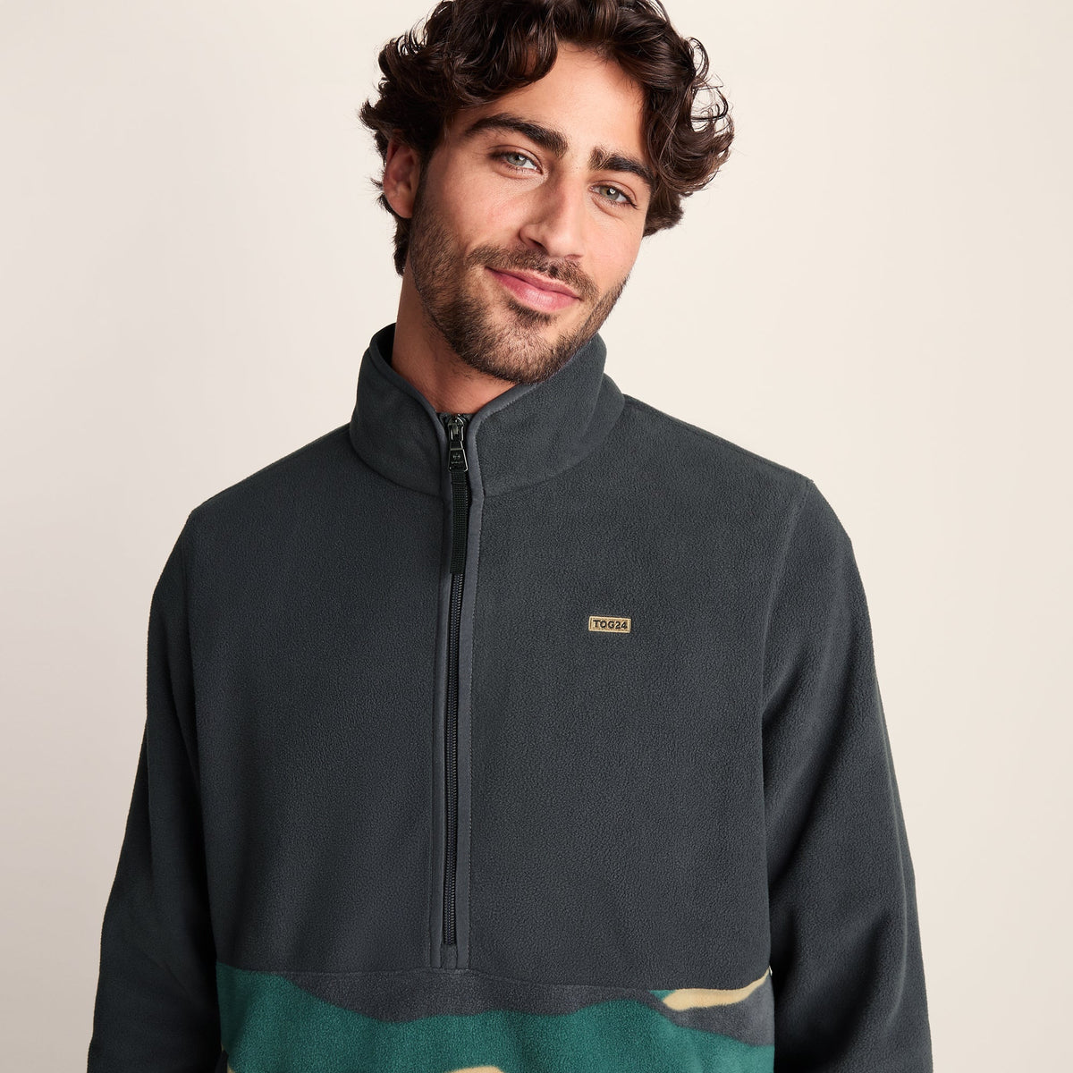 Ryle Mens Relaxed Fit Microfleece Zip Neck - Deep Slate - Image 6