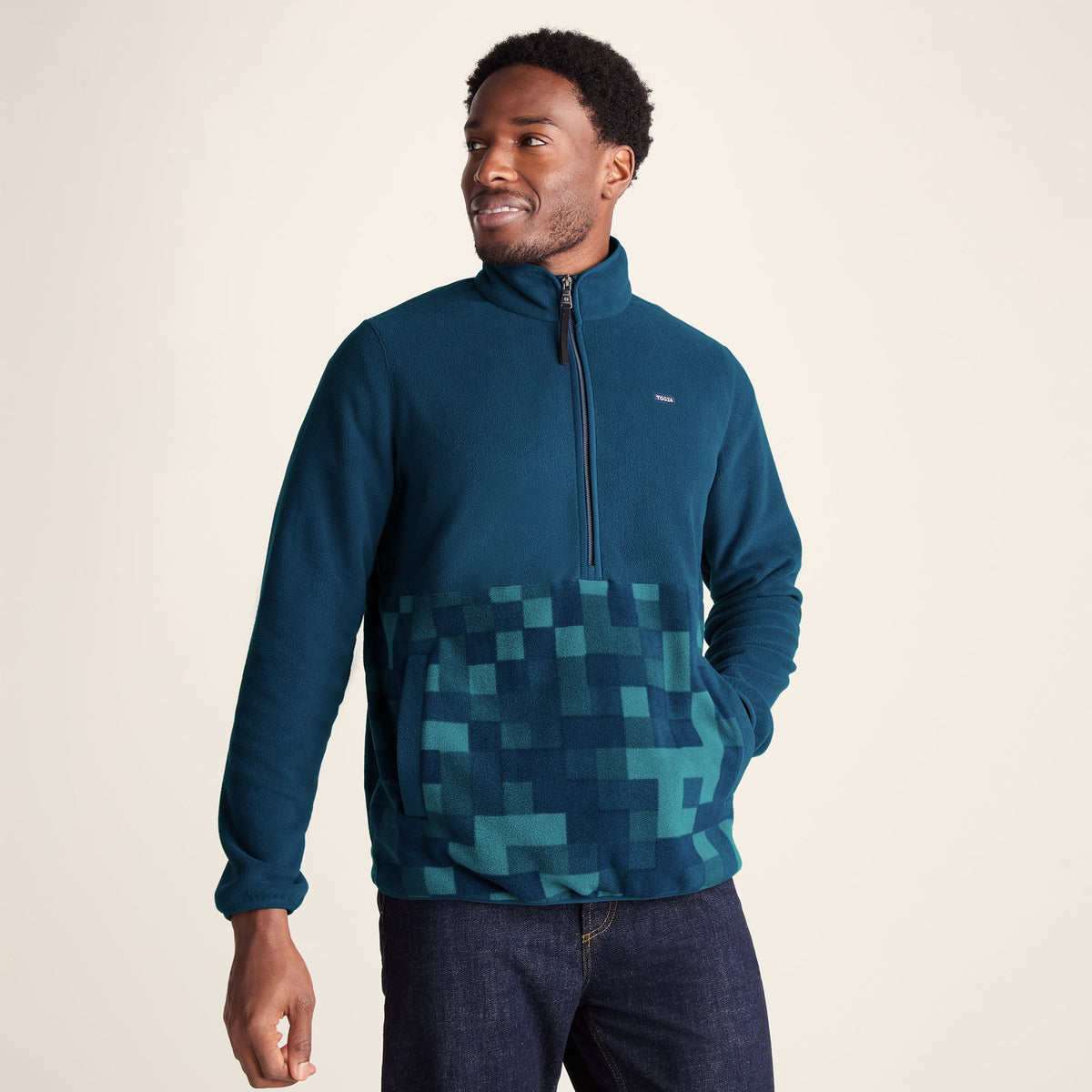 Ryle Mens Relaxed Fit Microfleece Zip Neck - Inky Blue - Image 2