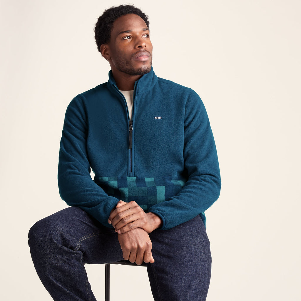 Ryle Mens Relaxed Fit Microfleece Zip Neck - Inky Blue - Image 4