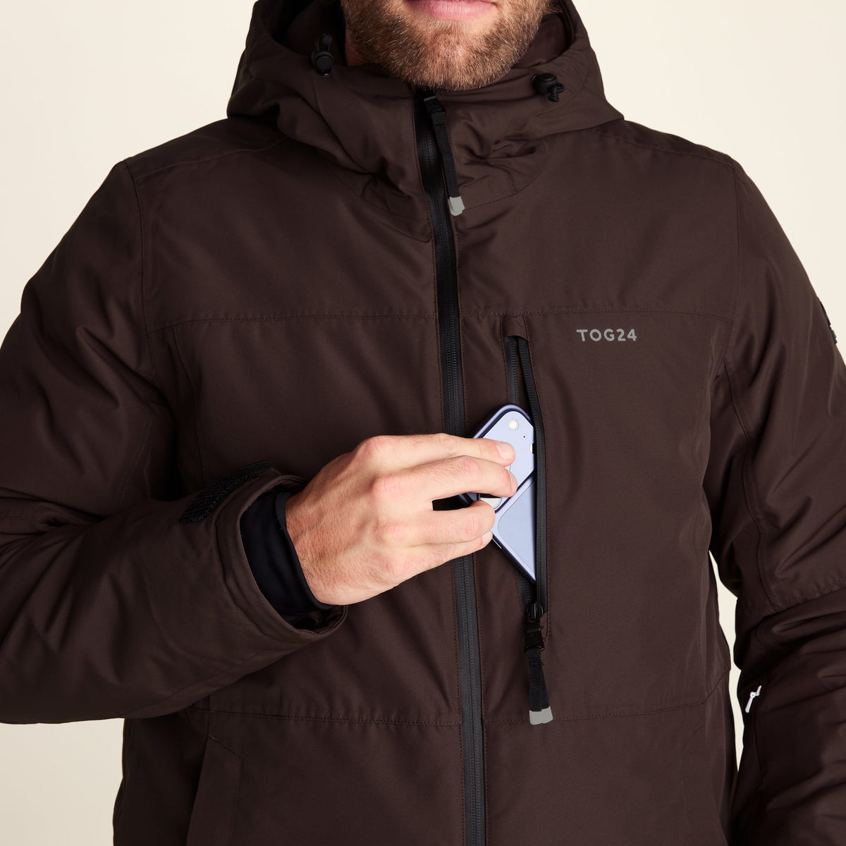 Samoens Mens Waterproof Ski Jacket - Chocolate Brown - Image 8