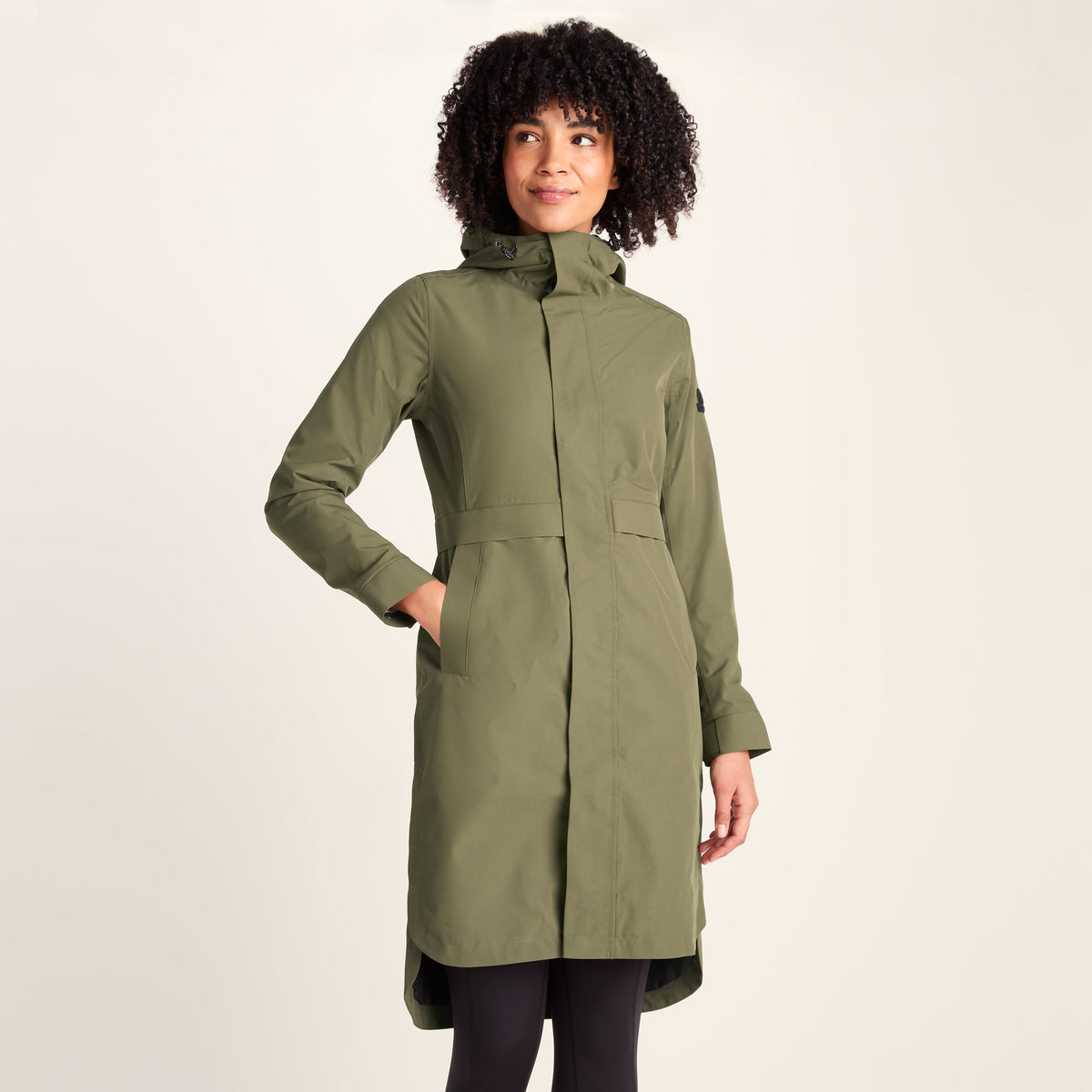 Saunter Womens Long Waterproof Jacket - Khaki - Image 3