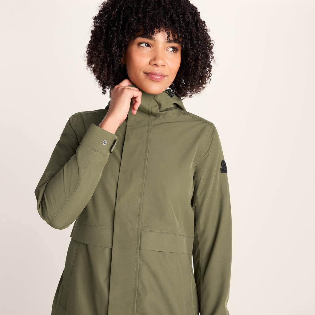 Saunter Womens Long Waterproof Jacket - Khaki - Image 7