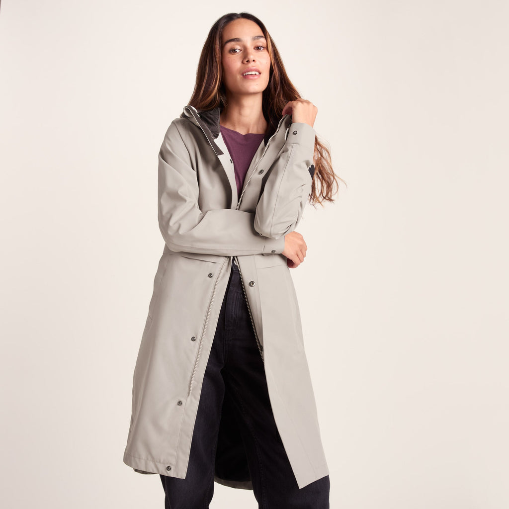 Saunter Womens Long Waterproof Jacket - Dark Taupe - Image 7