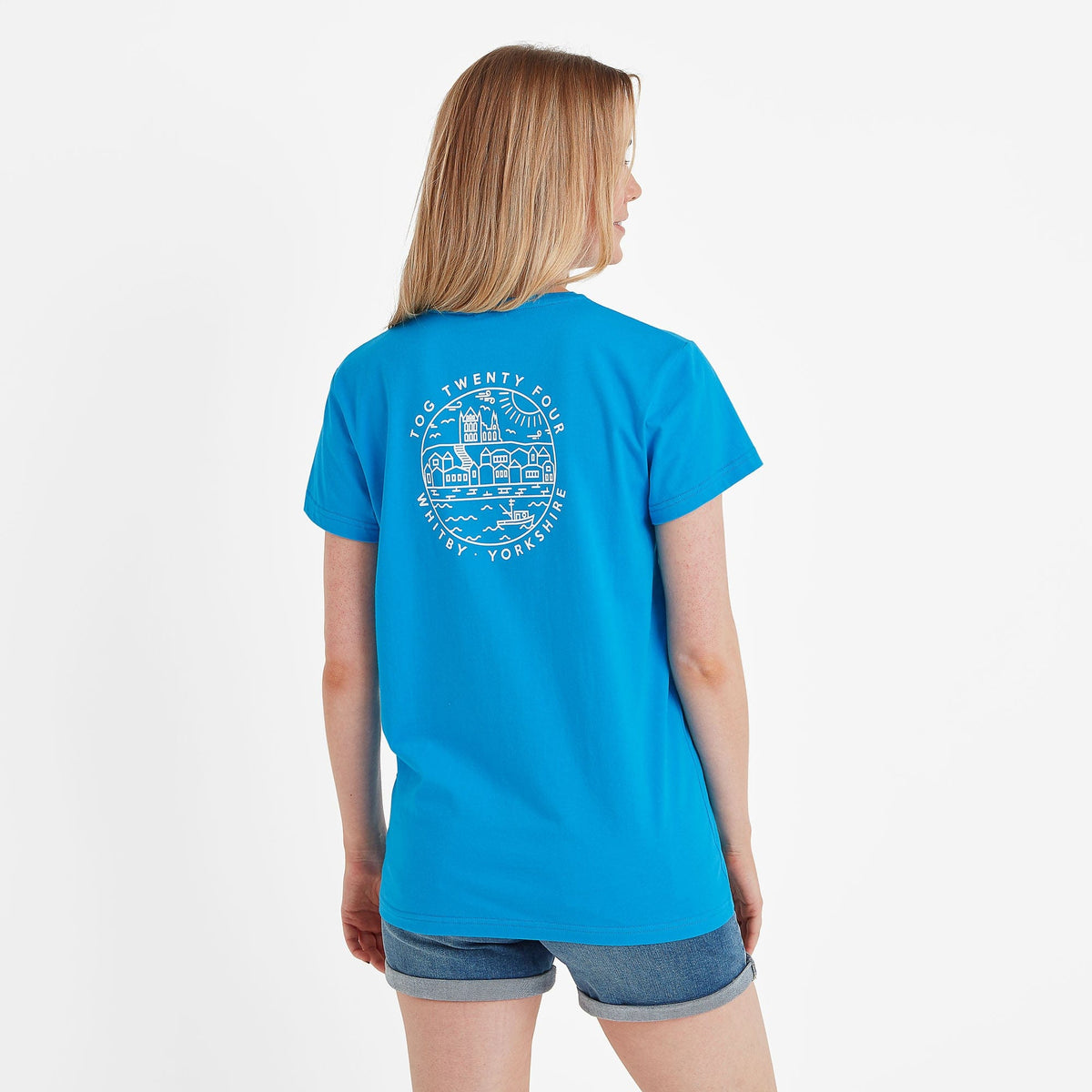 Seaside Womens 100% Cotton T-Shirt - Azure Blue - Image 3