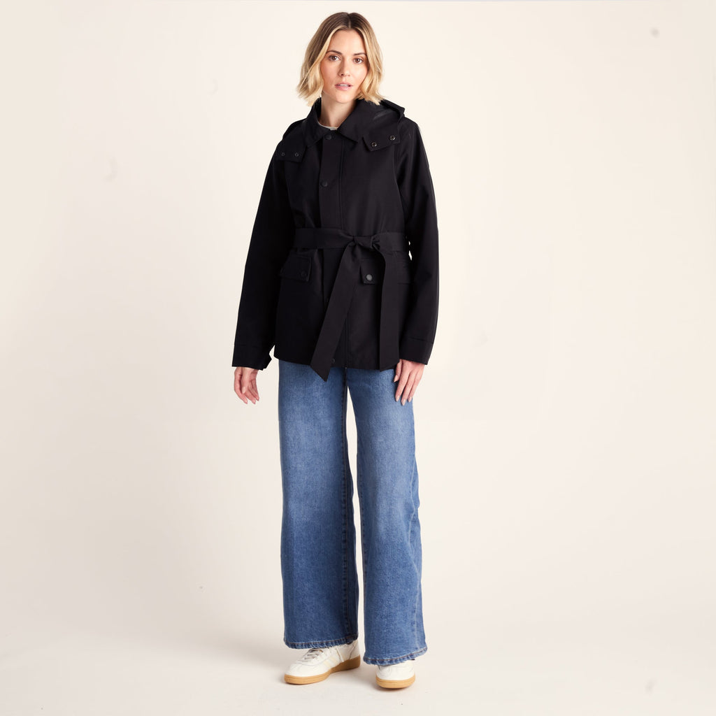 Shea Womens Waterproof Trench Coat - Black - Image 2