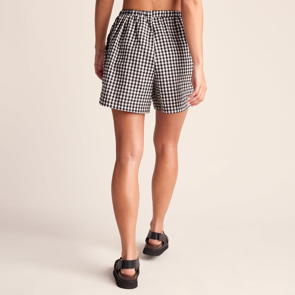 Sienna Womens Gingham Check Shorts - Black Check - Image 3