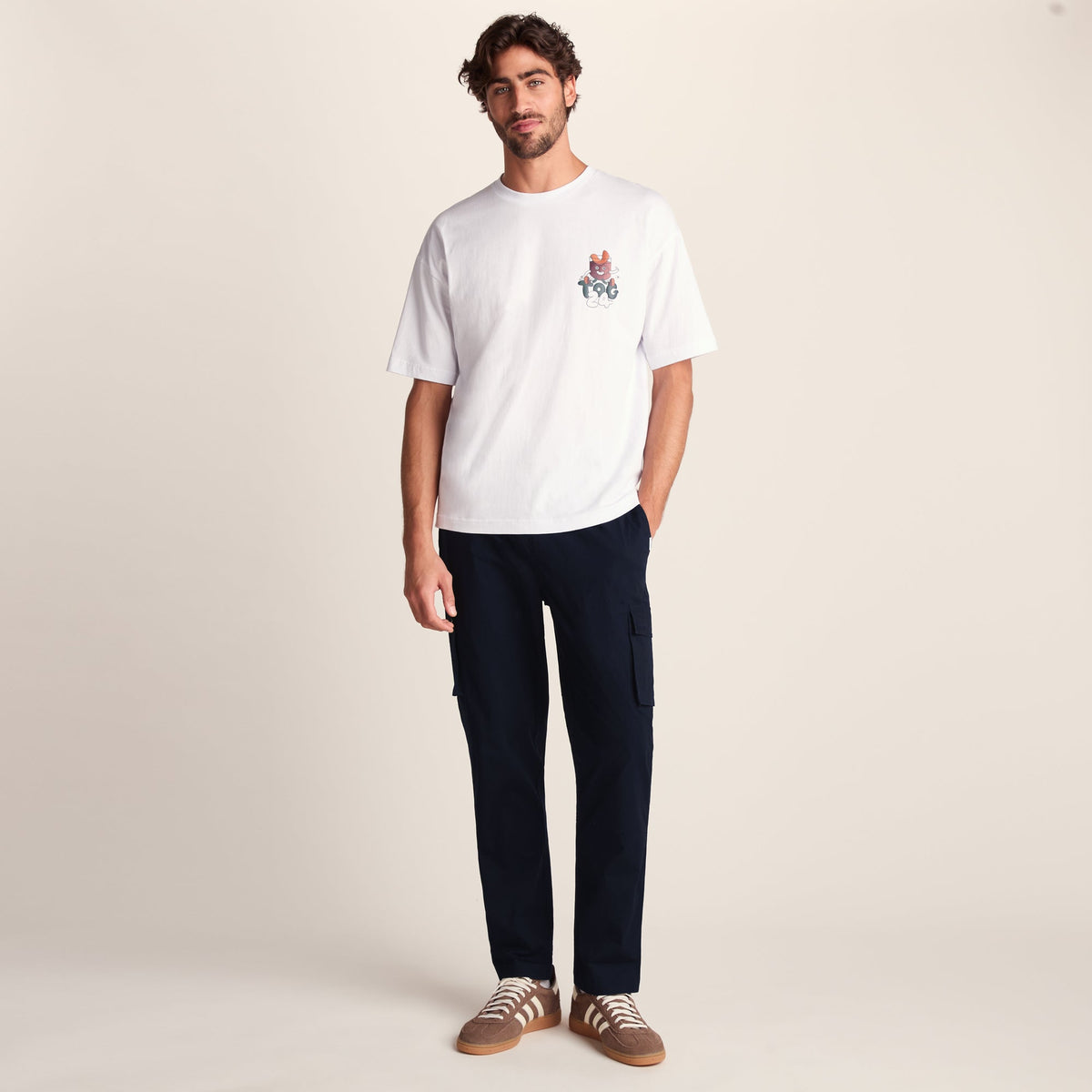 Silas Mens Cargo Trousers - Dark Indigo - Image 2