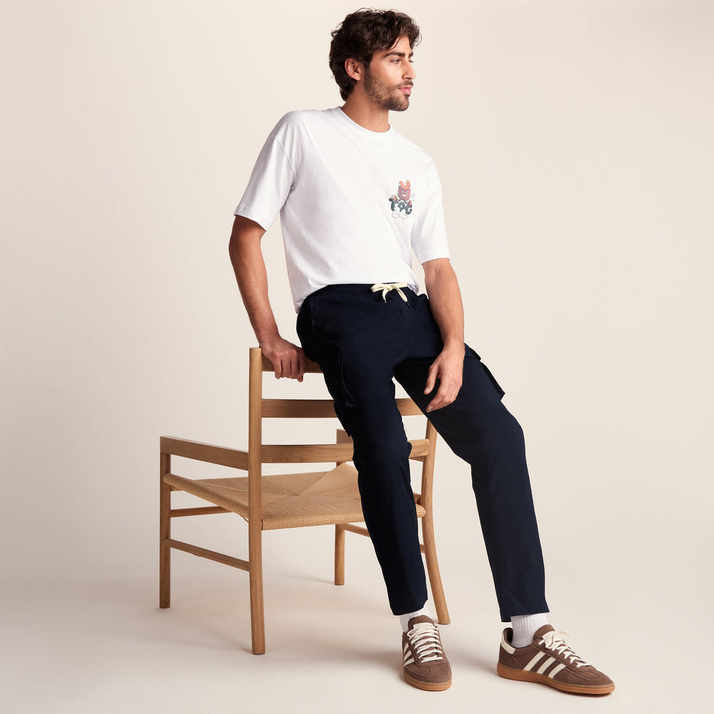 Silas Mens Cargo Trousers - Dark Indigo - Image 4