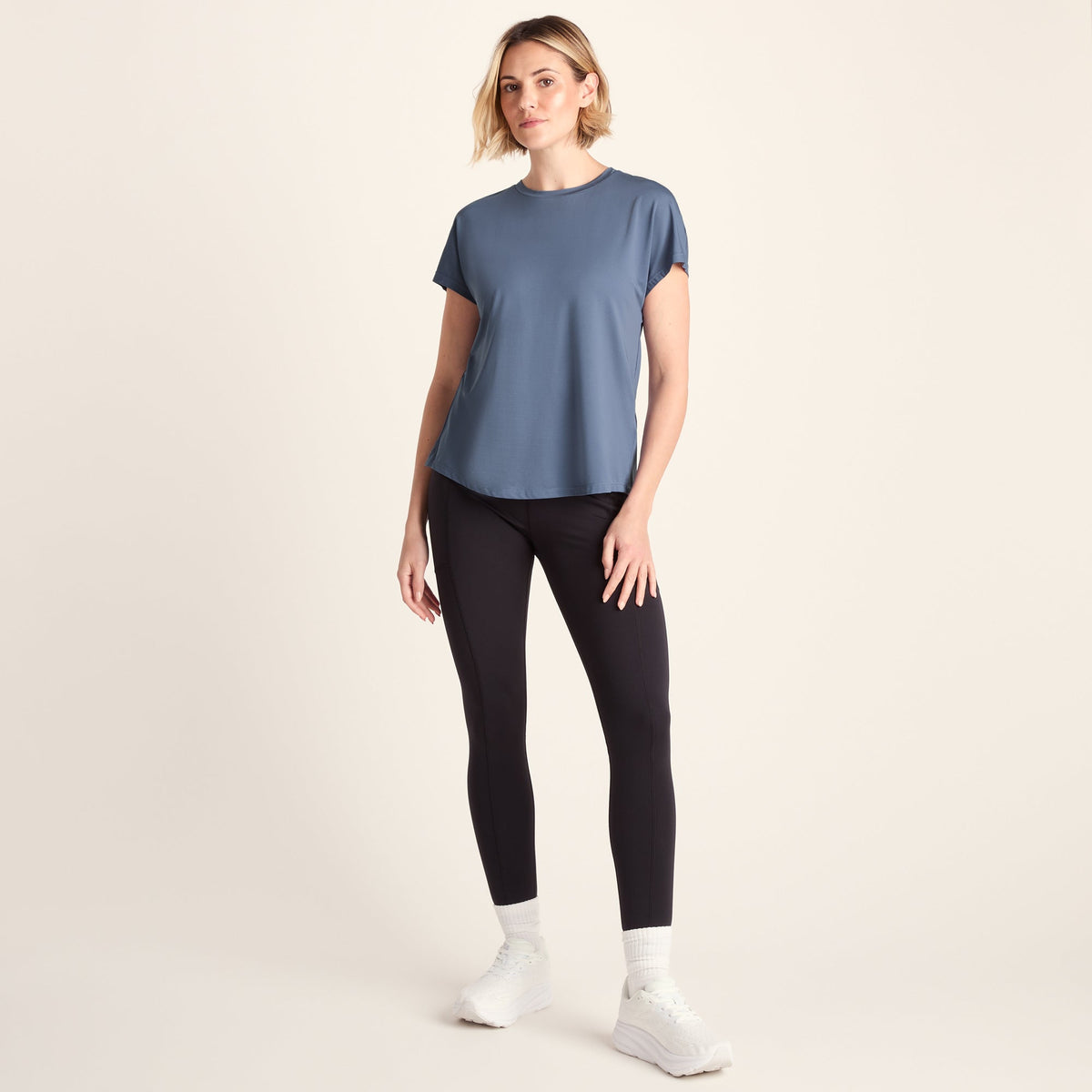 Skyla Womens Short Sleeve Performance Top - Smokey Blue - Image 3
